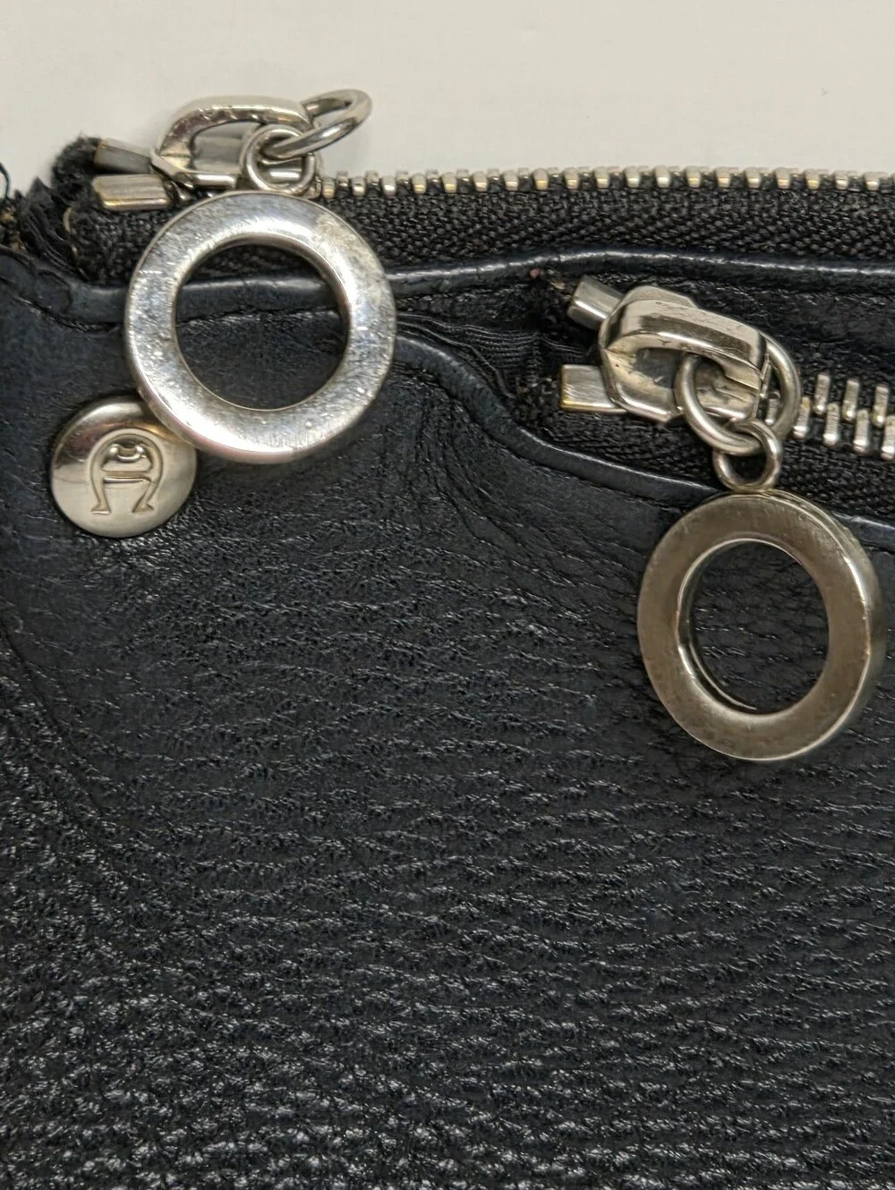 Etienne Aigner Wristlet Black Leather Mini Bag Clutch Designer Vintage Purses